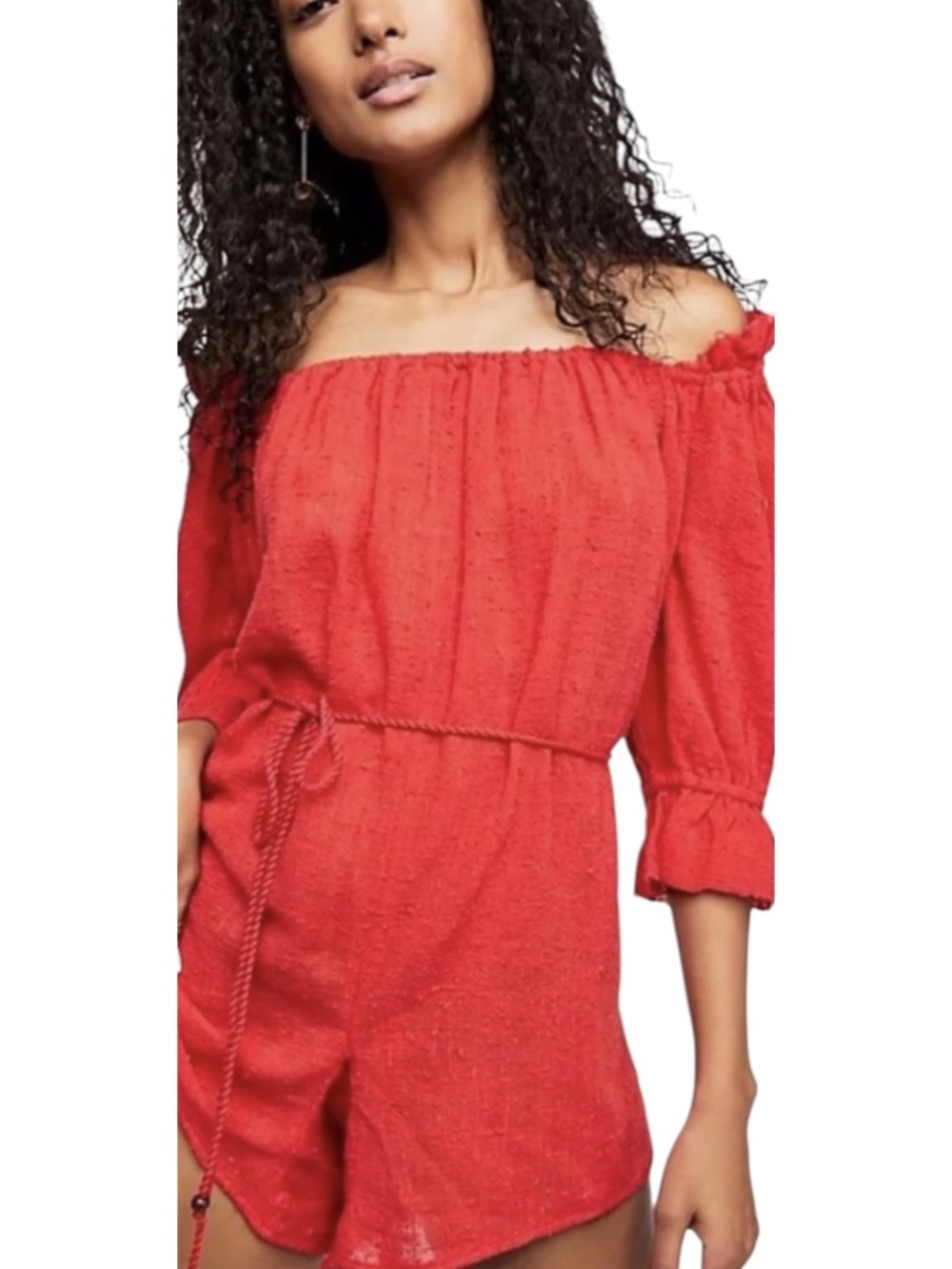 FREE PEOPLE Intimately Get Your Romper On Red Romper sz S